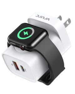 vrurc for apple watch charger, pd 20w fast charging block with foldable plug, usb c wall charger power adapter with dual port compatible with iphone, samsung, android,tablets-white