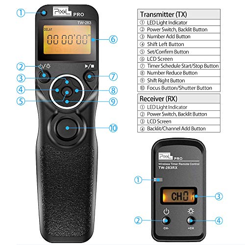 Wireless Remote Shutter Compatible for Nikon, Pixel TW-283 DC2 Wireless Shutter Release Remote Control Compatible for Nikon Z7 Z6 Df D90 D7500 D3300 D3100 D3200 D5000 D5500 D7200 D7000 D600 D750