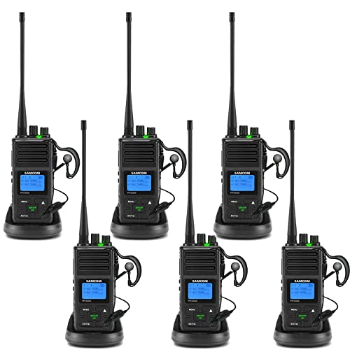 Long Range Walkie Talkies for Adults, 5 Watts SAMCOM FPCN30A Two Way Radios with Earpieces,Programmable UHF 2 Way Radio Rechargeable Long Distance for Commercial Cruises Hunting Hiking,6 Pack