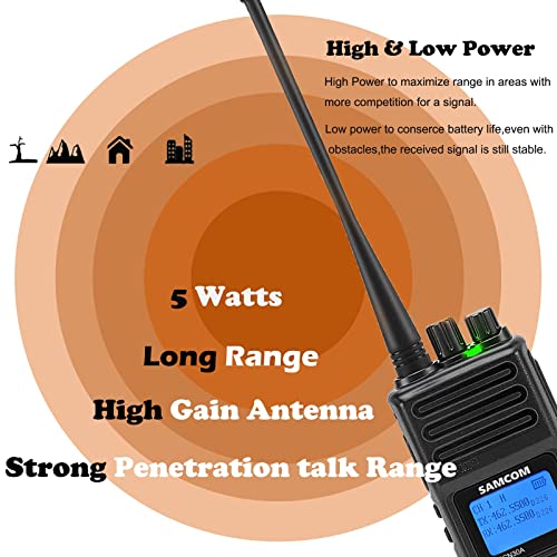 Long Range Walkie Talkies for Adults, 5 Watts SAMCOM FPCN30A Two Way Radios with Earpieces,Programmable UHF 2 Way Radio Rechargeable Long Distance for Commercial Cruises Hunting Hiking,6 Pack
