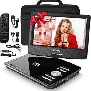 OTIC 12" Portable DVD Player with Bluetooth Function, 10.1" HD Swivel Display Screen, 5 Hour Rechargeable Battery, Support CD/DVD/SD Card/USB, Car Headrest Case, Car Charger