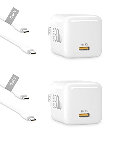 30W USB C Charger by imuto, 2 Pack USB C Super Fast Charging Pixel Phone Charger GaN PD PPS for iPad Pro, iPhone 14, 13 Pro Max, Pixel, Galaxy S22, MacBook Air & More