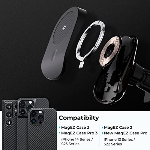 PITAKA Magsafe Car Mount for iPhone 14/13 Series, Air Vent Phone Holder for Car with Cooling Fan, 360 Degree Rotation, [MagEZ Car Mount Pro] Compatible with MagEZ Case for Galaxy S23/S22 Series