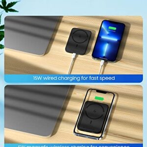 BENKS Magnetic Wireless Power Bank Compatible with Magsafe, Ultra-Thin 5000 mAh Magnetic Battery Pack for iPhone 14, iPhone 13, iPhone 12 Series, Portable Charger with USB-C Cable