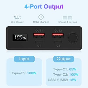 POIYTL Laptop Power Bank 100W USB C 20000mAh Portable Laptop Charger Super Fast Charging External Battery Pack for MacBook Dell XPS IPad iPhone 13/12 Pro Mini Samsung Switch