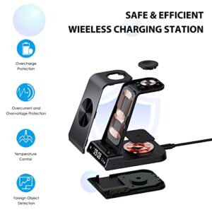 Wireless Charger for Samsung Galaxy S22 Ultra, Samsung Charging Station with Clock for Galaxy S23 Ultra/S21/S20/Z Flip3/Note 20, Samsung Watch Charger for Galaxy Watch 5/5Pro/4/3/Active 2, Buds 2/Pro