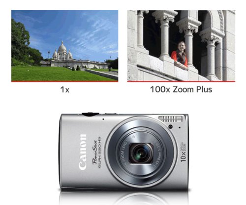Canon PowerShot ELPH 330 HS 12.1 MP Wi-Fi Enabled CMOS Digital Camera with 10x Optical Zoom 24mm Wide-Angle Lens and 1080p Full HD Video (Silver)