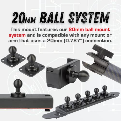Bulletpoint Dash Mount Cell Phone Holder RAM Truck Compatible (2019+ 1500, 2500, 3500 and TRX) with 20mm Ball Mount - Compatible with iPhone and Android Smartphones (Single Ball with Phone Holder)