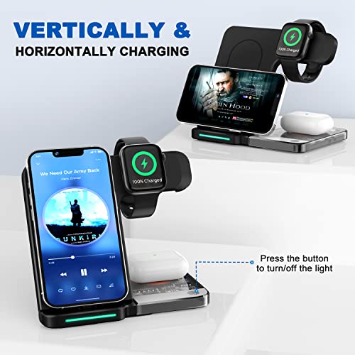 𝟮𝟬𝟮𝟯 𝗡𝗲𝘄 Wireless Charger 3 in 1,Wireless Charging Station, Fast Charger Stand for Multiple Devices Apple iPhone 14/13/12/11/Pro/Max/XS/XR/X/8/Plus, for iWatch 7/6/5/4/3/2/SE, AirPods 3/2/Pro