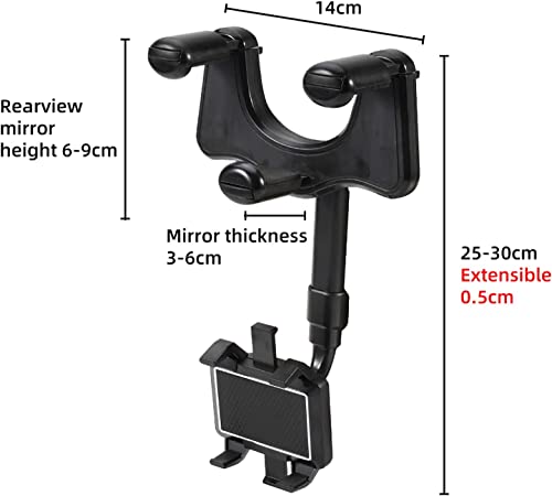 TwoHead 2022 Rearview Mirror Phone Holder for Car,360°Rotatable and Retractable Universal Multifunctional Adjustable Rear View Mirror Car Phone Holder Mount Fits Most Cars and Phone