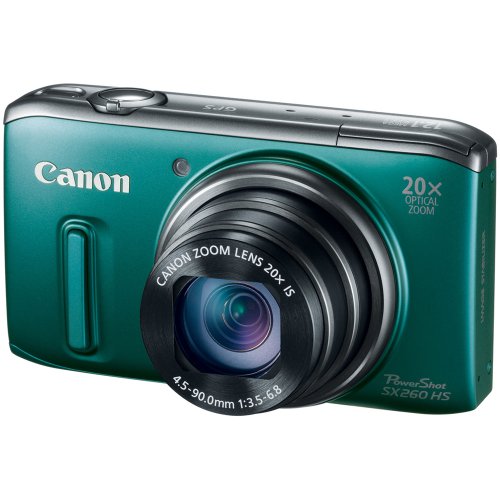 Canon PowerShot SX260 HS 12.1 MP CMOS Digital Camera with 20x Image Stabilized Zoom 25mm Wide-Angle Lens and 1080p Full-HD Video (Green) (OLD MODEL)