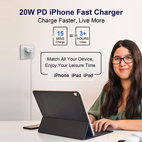 iPhone Charger 10 FT Fast Charging, 2 Pack [Apple MFi Certified] PD 20W USB C Wall Charger Block with 10FT Long Type C to Lightning Charger Cable Compatible for iPhone 14 13 12 11 Pro XS XR X 8 iPad