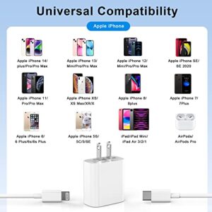 iPhone Charger 10 FT Fast Charging, 2 Pack [Apple MFi Certified] PD 20W USB C Wall Charger Block with 10FT Long Type C to Lightning Charger Cable Compatible for iPhone 14 13 12 11 Pro XS XR X 8 iPad
