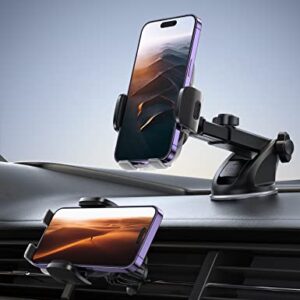 Lamicall 2023 Dashboard Car Phone Mount Holder - [Acrylic Clamp Design] 3in1 Long Arm Car Cell Phone Mount, Super Suction Cup, Automobile Dashboard Windshield Vent Accessories Cradle for All iPhone