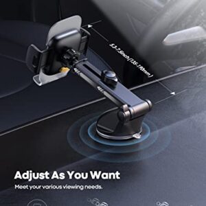 Lamicall 2023 Dashboard Car Phone Mount Holder - [Acrylic Clamp Design] 3in1 Long Arm Car Cell Phone Mount, Super Suction Cup, Automobile Dashboard Windshield Vent Accessories Cradle for All iPhone