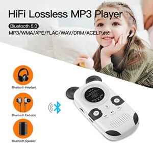 RUIZU 16GB MP3 Player for Kids, Cute Panda Portable Music Player MP3, Child MP3 Player with Bluetooth 5.0, Speaker, FM Radio, Voice Recorder, Alarm Clock, Stopwatch, Pedometer, Support up to 128GB