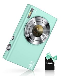 digital camera, zostuic 2.7k autofocus 48mp kids camera with 32 gb card 16x zoom compact portable mini toy cameras christmas birthday festival gift for kid children teens girls boys(green)