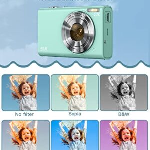 Digital Camera, Zostuic 2.7K Autofocus 48MP Kids Camera with 32 GB Card 16X Zoom Compact Portable Mini Toy Cameras Christmas Birthday Festival Gift for Kid Children Teens Girls Boys(Green)