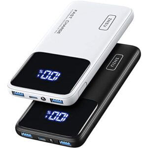 [2 pack] iniu portable charger, 22.5w pd3.0 qc4.0 usb c fast charging 10500mah led display power bank, battery pack with phone holder for iphone 14 13 12 samsung s20 google lg airpods ipad tablet etc.