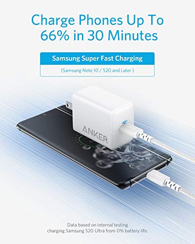 USB C Charger, Anker 65W PIQ 3.0 PPS Compact Fast Charger Adapter with 6 ft USB-C to USB-C Cable, PowerPort III Pod Lite, for MacBook Pro/Air, Galaxy S21/S10, Dell XPS 13, Note 10, iPhone and More