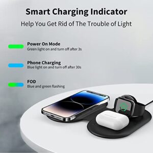 𝟐𝟎𝟐𝟑 𝐍𝐞𝐰 Foldable Wireless Charger, Hicevaiy 3 in 1 Magnetic Charging Pad for Apple Multiple Devices Compatible with iWatch 8/SE/7/6/5/4/3/2, iPhone 14/13/12 Pro/Max, AirPods 3/2/Pro（Black）