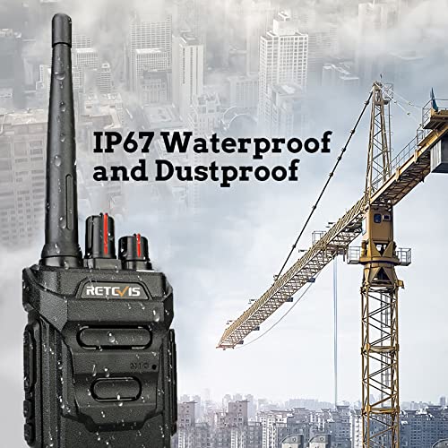 Retevis RT48 IP67 Waterproof Walkie Talkies,2 Way Radios Long Range,with 6 Way Multi Unit Charger,Rugged Two Way Radio for Construction Hotel (6 Pack)