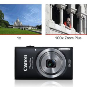 Canon PowerShot ELPH 115 is 16.0 MP Digital Camera with 8X Optical Zoom with a 28mm Wide-Angle Lens and 720p HD Video Recording (Black)