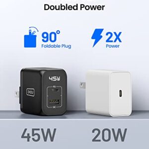 USB A & USB C Charger Block, INIU 45W PD QC3.0 PPS USB-C Foldable Wall Charger Supports Super Fast Charging for Samsung S23 Ultra S23 S22 S21 S20, iPhone 14 13 12, iPad, MacBook Air, Steam Deck