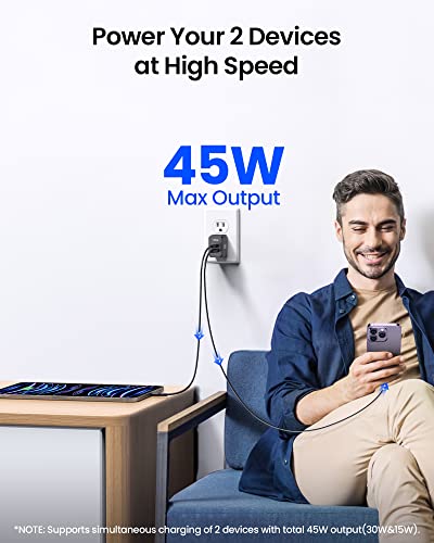 USB A & USB C Charger Block, INIU 45W PD QC3.0 PPS USB-C Foldable Wall Charger Supports Super Fast Charging for Samsung S23 Ultra S23 S22 S21 S20, iPhone 14 13 12, iPad, MacBook Air, Steam Deck