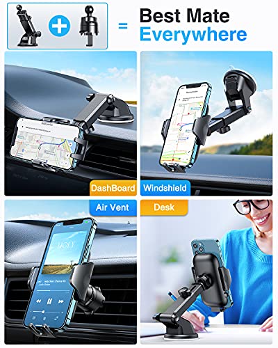 VANMASS [Latest Model] Car Phone Holder Mount, Dashboard Phone Holder Universal Powerful Suction Cup Mount, Dash Windshield Air Vent Truck Stand Compatible with All Phones Black
