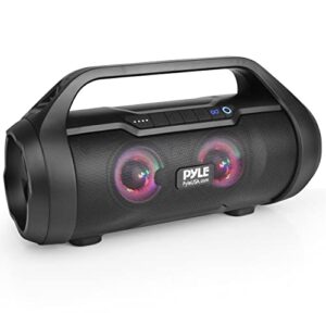 pyle wireless portable bluetooth boombox speaker – 500w 2.0ch rechargeable boom box speaker portable barrel loud stereo system with aux input/usb/sd/fm radio, 3″ subwoofer, voice control – pbmwp185