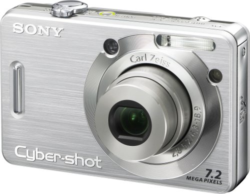 Sony Cybershot DSCW55 7.2MP Digital Camera with 3x Optical Zoom (Silver) (OLD MODEL)