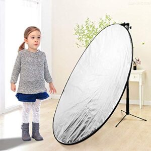 43 Inch/110 Centimeter Light Reflector 5-in-1 Collapsible Photography Reflectors kit with Metal Clamp and Light Stand for Studio Lighting Outdoor Shooting (Silver/Gold/White/Black/Translucent)