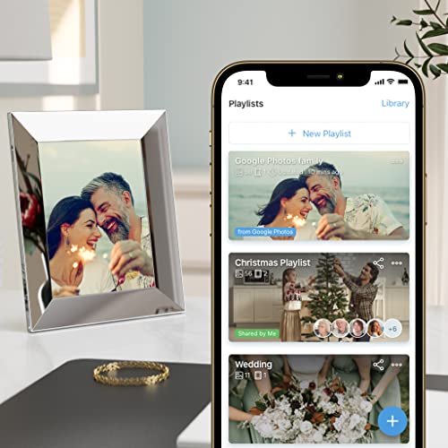 Nixplay 9.7 inch Smart Digital Photo Frame with WiFi and 2K Display (W10G) - Metal - Unlimited Cloud Photo Storage - Share Photos and Videos Instantly via Email or App - Preload Content