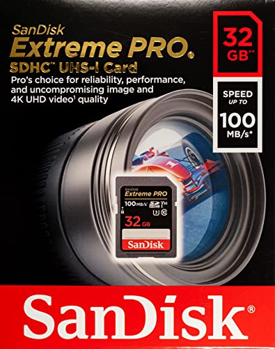 SanDisk 32GB (Ten Pack) SD HC Extreme Pro Memory Card for Digital DSLR Camera SDHC 4K V30 UHS-I (SDSDXXG-032G-GN4IN) with Everything But Stromboli (TM) 3.0 SD/TF Reader