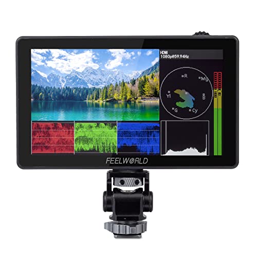 FEELWORLD LUT5 5.5 Inch 3000nits Ultra Bright DSLR Camera Field Monitor Auto Dimming Touchscreen HDR 3D LUT with Waveform F970 External Power and Install Kit 4K HDMI Input Output 1920X1080 IPS Panel