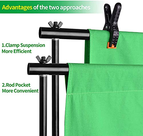 EMART Photo Video Studio Backdrop Stand Kit, 8.5x10ft Adjustable Photography Green Screen Support System with 3 Muslin Backgrounds for Photoshoot (Black White Green)