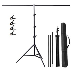 meking t-shape photo backdrop stand, 8.56 x 6.56ft pvc background photography support stand system kit with carrying bag & 4 spring clamps