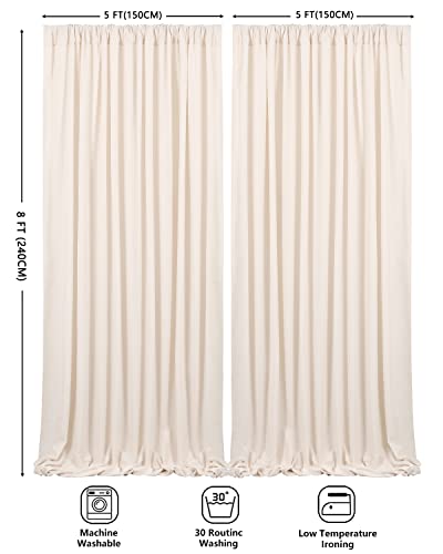 Backdrop Curtains Polyester Backdrop Curtain 2 Packs 5ftx8ft Ivory Backdrop Drapes for Cloth Ceremony Backdrop Fabric