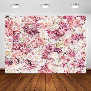 avezano floral backdrop for parties photoshoot pink rose flowers wedding birthday party baby shower bridal shower simulation printing flower wall photobooth photography background for picture (7x5ft)