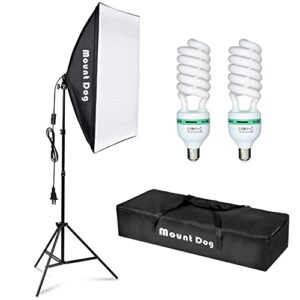 mountdog softbox lighting kit,20″x28″ photography continuous lighting system photo studio equipment with 95w light bulb 5500k for portrait product shooting photography video recording