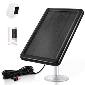 ring solar panel, ring solar charger for ring stick up cam 2nd & 3rd gen, ring spotlight cam battery, 5v 4.5w output super fast charging, waterproof (no camera,black 1pack)
