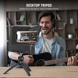 NEEWER Teleprompter X10 Vlog Tripod Kit with RT-110 Remote & APP Control (Bluetooth Connection Via NEEWER Teleprompter APP), Compatible with iPhone Android Phone iPad Tablet 6.9” in Width