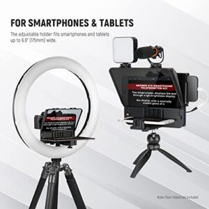 NEEWER Teleprompter X10 Vlog Tripod Kit with RT-110 Remote & APP Control (Bluetooth Connection Via NEEWER Teleprompter APP), Compatible with iPhone Android Phone iPad Tablet 6.9” in Width