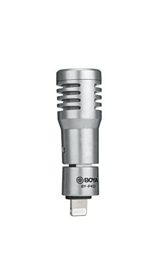 BOYA BY-P4D iPhone Microphone iOS Mini Phone Mic with Lightning Port for iPhone/iPad/iPod Foldable External Microphone with Wind Foam for YouTube,Vlogging,Live Stream,Video Record