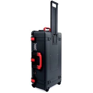 pelican color case black pelican 1615 air case with red handles & latches. comes empty & with wheels.