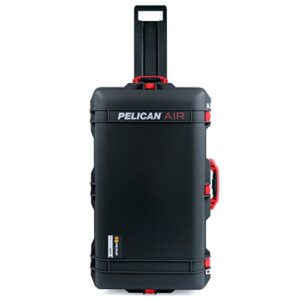 Pelican Color Case Black Pelican 1615 Air case with Red Handles & latches. Comes Empty & with Wheels.