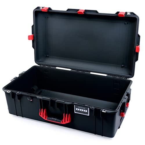 Pelican Color Case Black Pelican 1615 Air case with Red Handles & latches. Comes Empty & with Wheels.