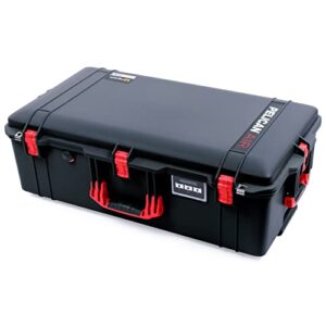 Pelican Color Case Black Pelican 1615 Air case with Red Handles & latches. Comes Empty & with Wheels.