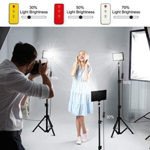 3 Packs 70 LED Video Light with Adjustable Tripod Stand / Color Filters, Obeamiu 5600K USB Studio Lighting Kit for Tablet / Low Angle Shooting, Collection Portrait YouTube Photography, Wall Charger